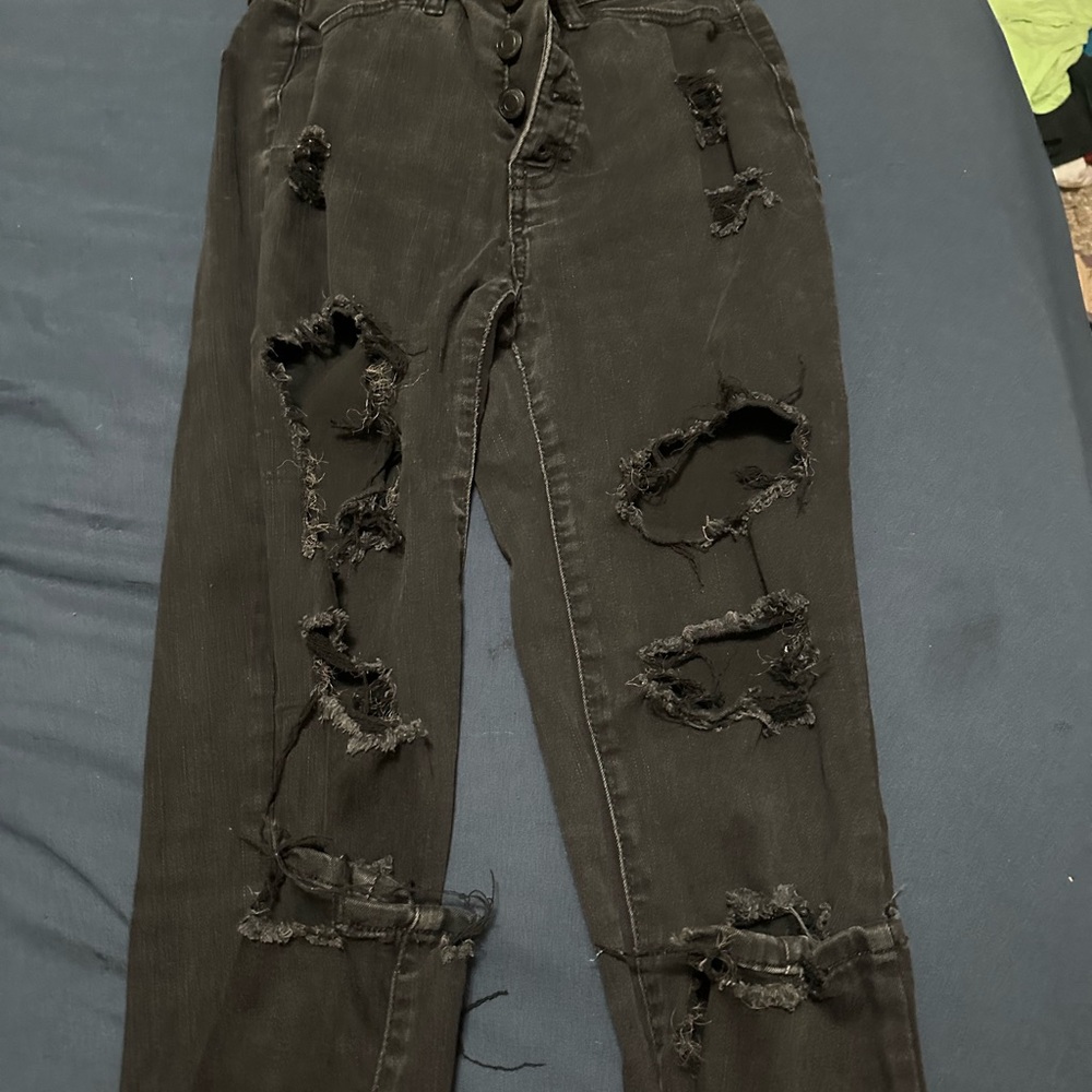 Distressed Black Denim Jeans
